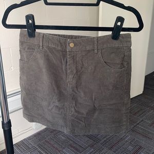 Olive green/gray/brown corduroy mini skirt